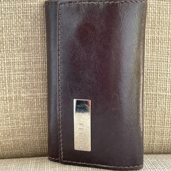 Fendi Other - FENDI Key Chain Logo Leather 6 Ring Key Case Brown Keys Holder Bag Made in Italy